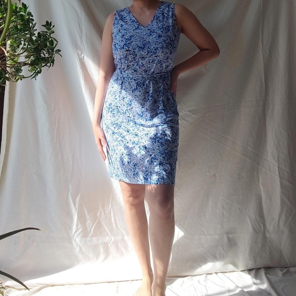 Italian Blue Floral Mini Summer Dress